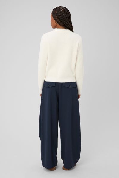 Pantalon large &agrave; plis et double bouton