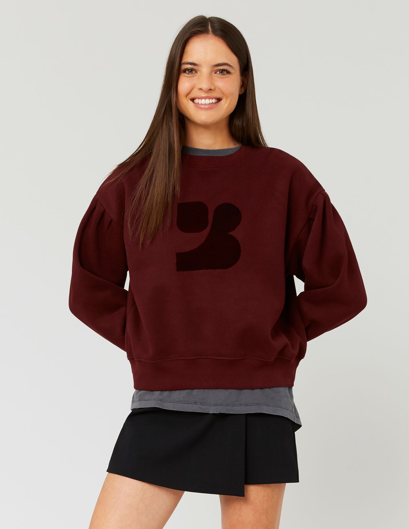 Sweat col rond imprim&eacute; flock