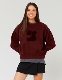 Sweat col rond imprim&eacute; flock