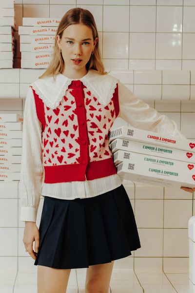 Gilet sans manche motif c&oelig;ur