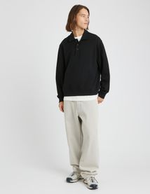 Sweat col polo gaufr&eacute;