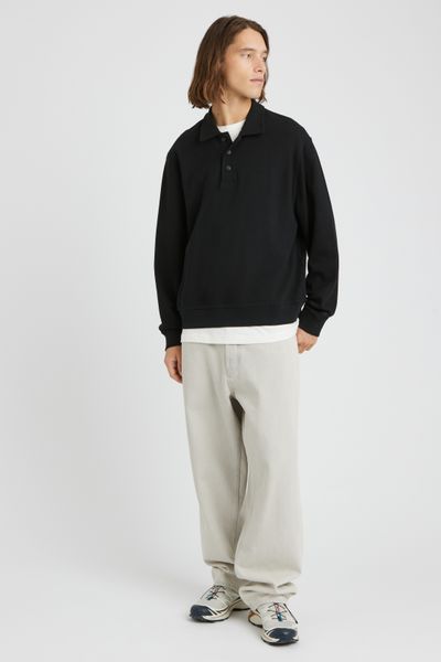 Sweat col polo gaufr&eacute;