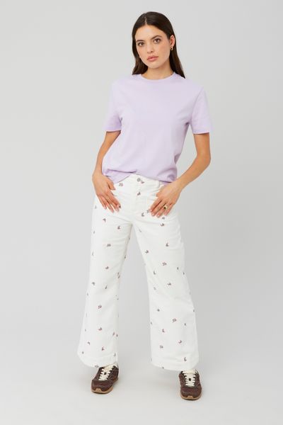 Pantalon en velours brodé