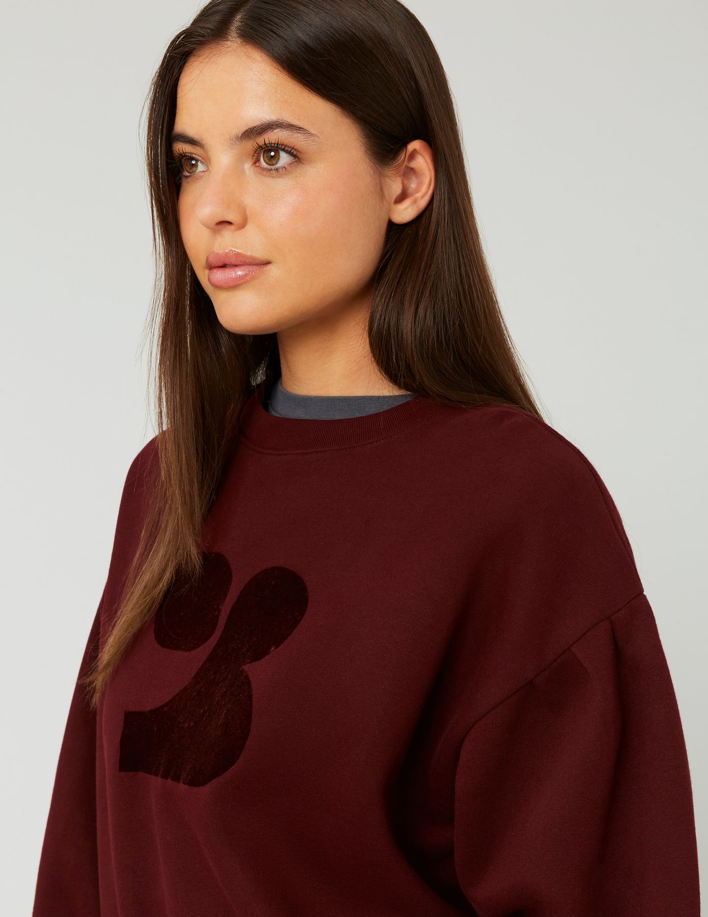 Sweat col rond imprim&eacute; flock