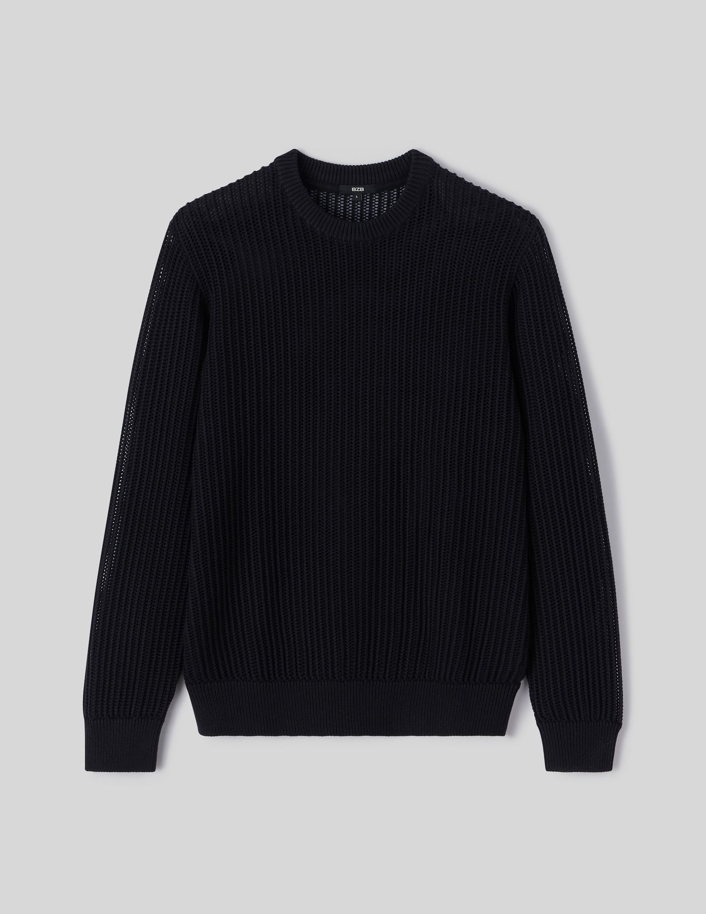 Pull col rond maille ajourée
