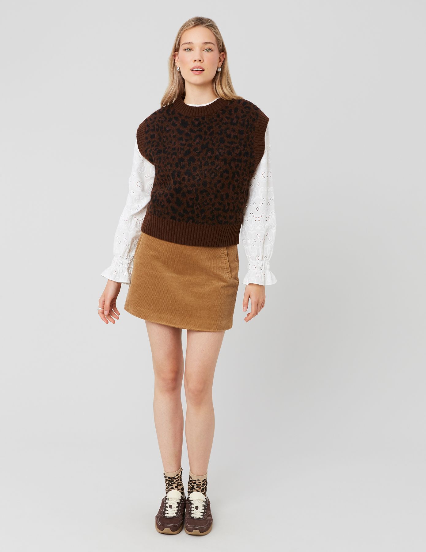 Pull sans manches léopard
