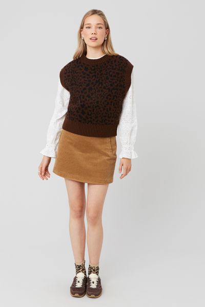 Pull sans manches léopard