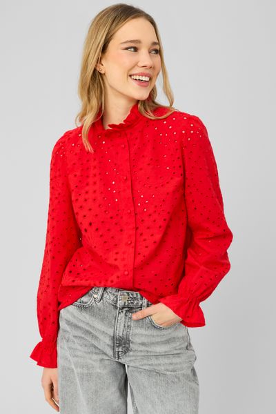 Chemise col montant broderie anglaise