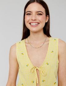 Blouse à nouer motif vichy