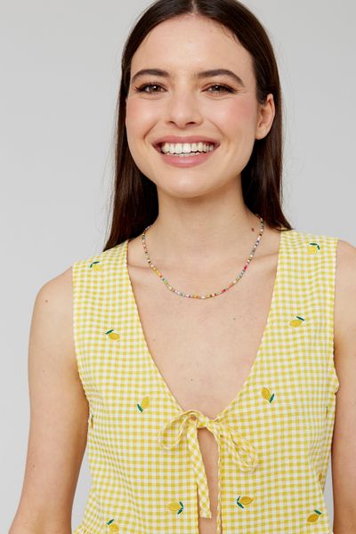 Blouse à nouer motif vichy