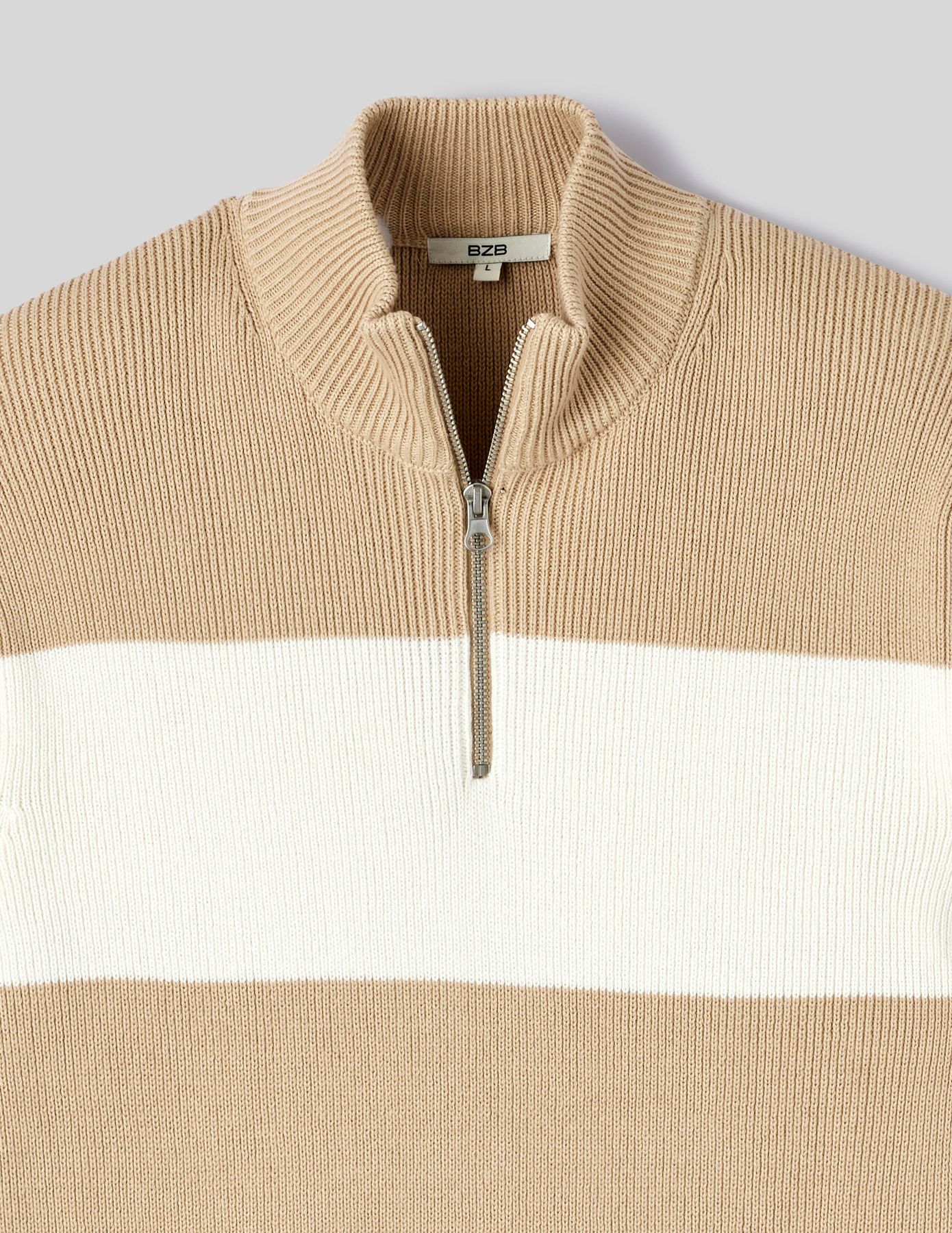 Pull ray&eacute; col montant zipp&eacute;