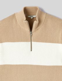 Pull ray&eacute; col montant zipp&eacute;