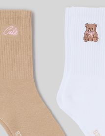Lot de 2 paires de chaussettes broderie