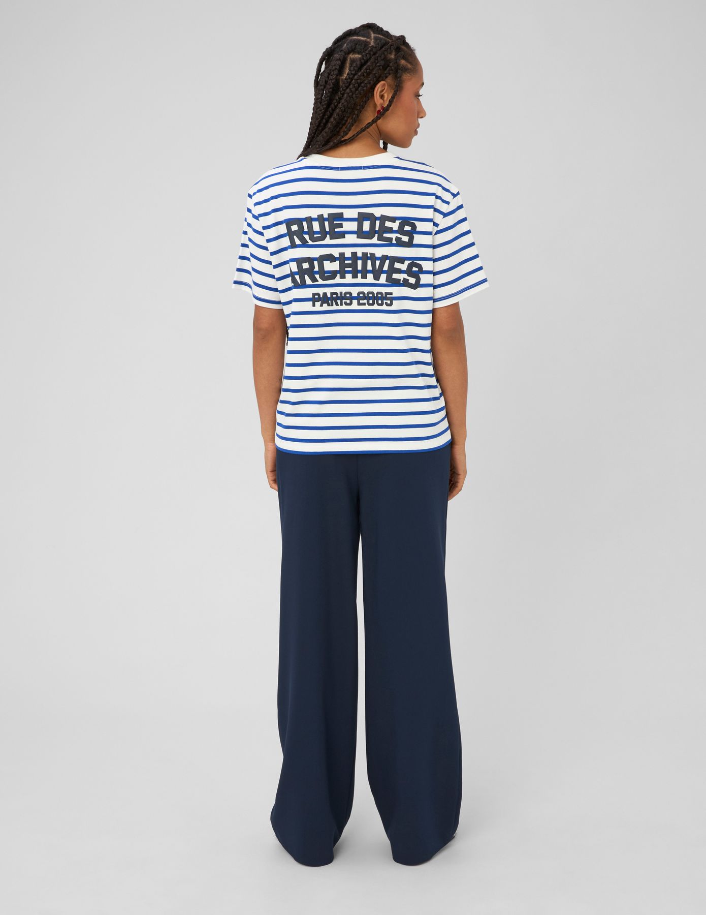 Pantalon taille haute &agrave; pont