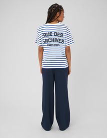 Pantalon taille haute &agrave; pont