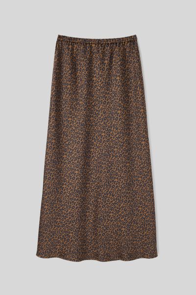 Jupe longue satin léopard