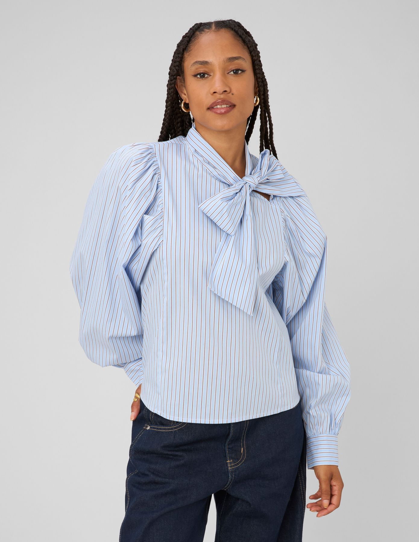Blouse ray&eacute;e &agrave; n&oelig;ud