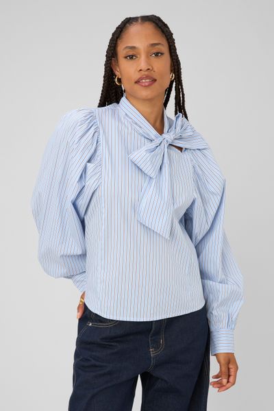 Blouse ray&eacute;e &agrave; n&oelig;ud