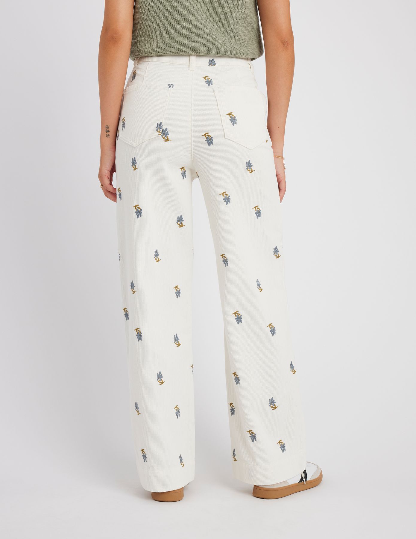 Pantalon velours brodé