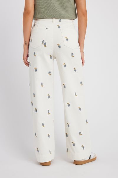 Pantalon velours brodé