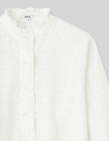 Chemise col montant broderie anglaise