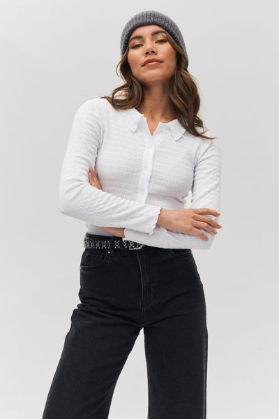 T-shirt boutonn&eacute; col chemise