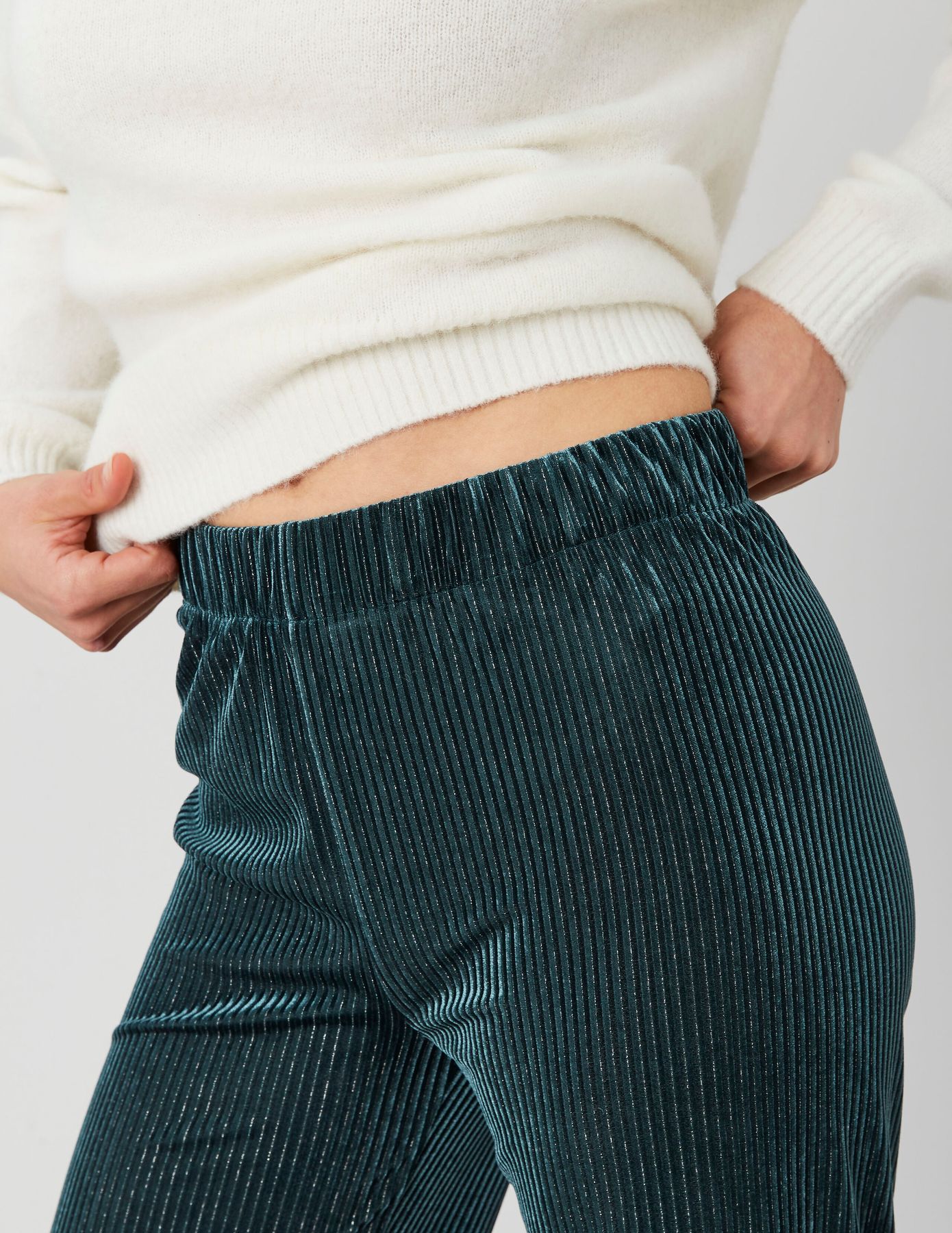 Pantalon wide leg en maille velours