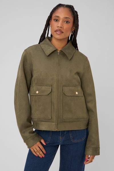 Veste zipp&eacute;e en su&eacute;dine