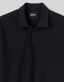 Sweat col polo gaufr&eacute;