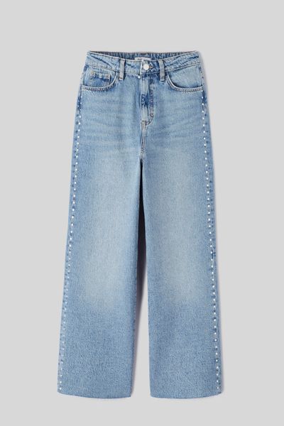 Jean straight &agrave; strass