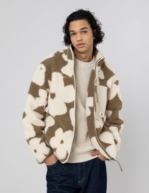 Veste sherpa zipp&eacute;e fleurs