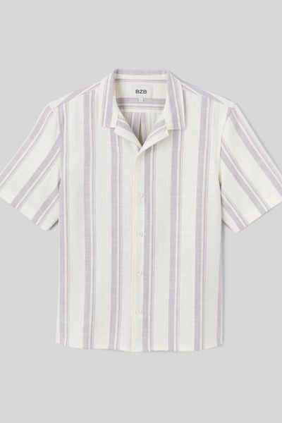 Chemise manches courtes rayée rustique