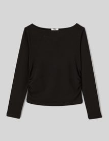 T-shirt manches longues à fronces