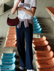 Pantalon taille haute &agrave; pont
