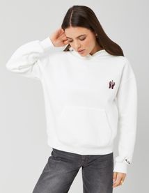 Sweat col capuche broderie poitrine