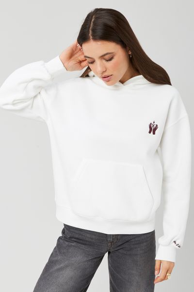 Sweat col capuche broderie poitrine