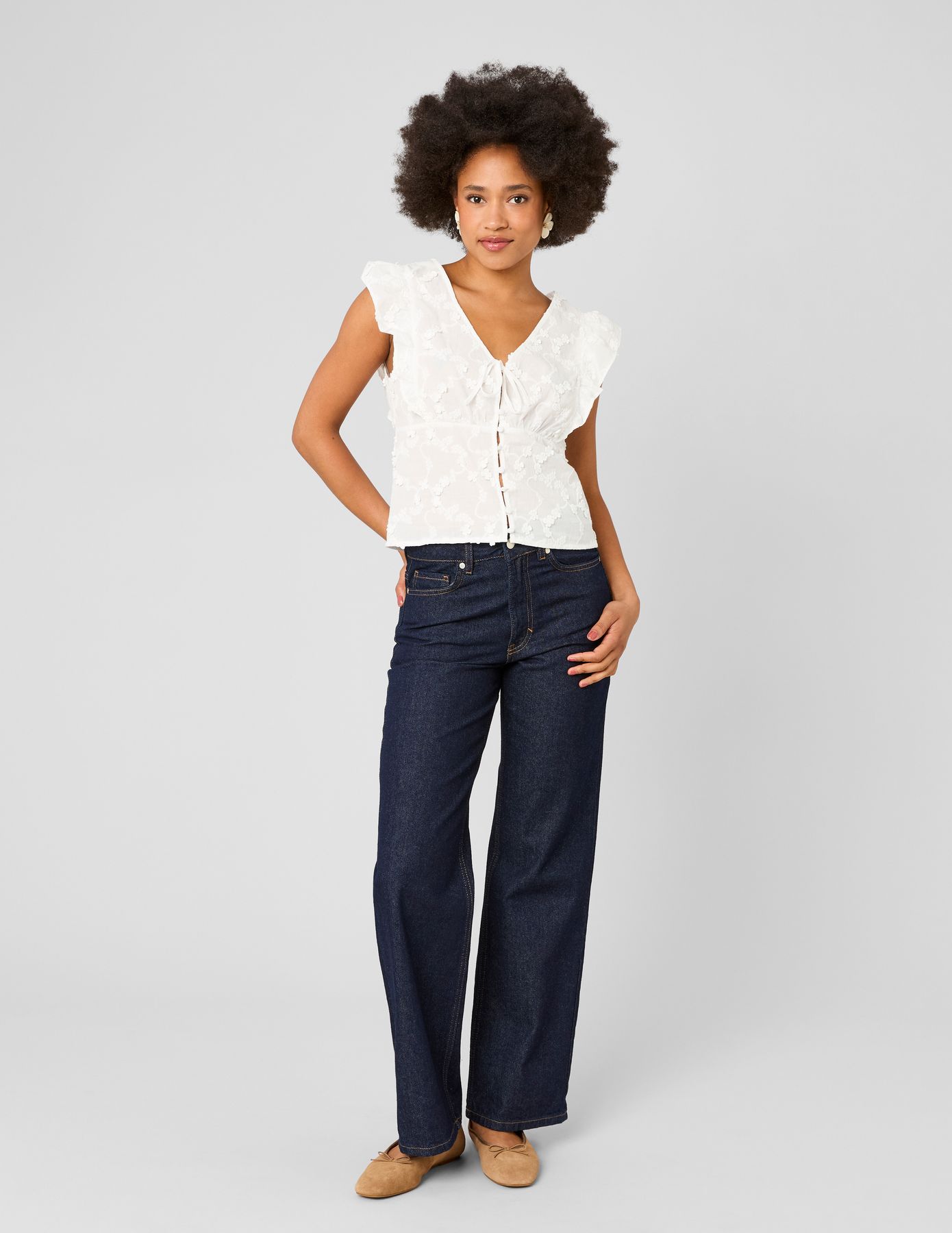 Blouse sans manches en broderie 3D