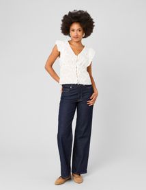 Blouse sans manches en broderie 3D