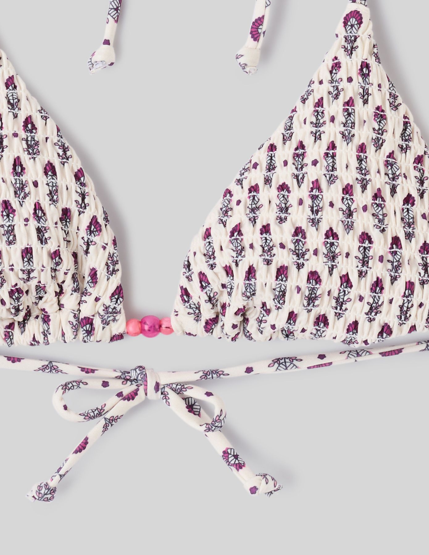 Haut de maillot de bain smock&eacute;