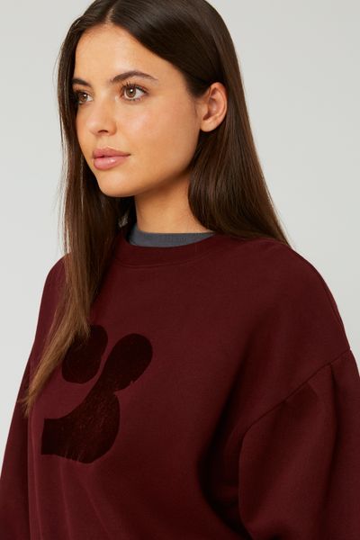 Sweat col rond imprimé flock