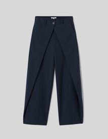 Pantalon large &agrave; plis et double bouton