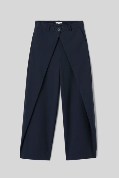 Pantalon large &agrave; plis et double bouton