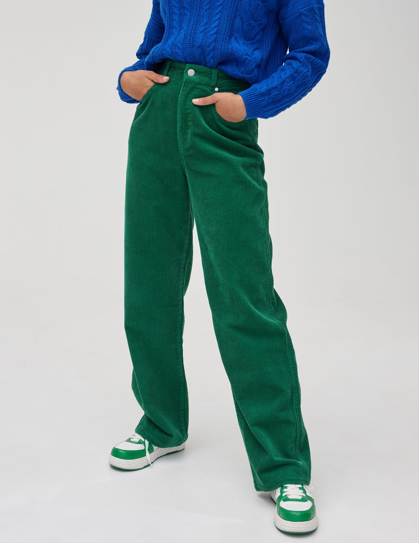 Pantalon velours straight long en coton iab