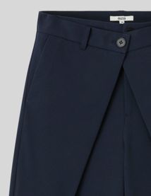 Pantalon large &agrave; plis et double bouton