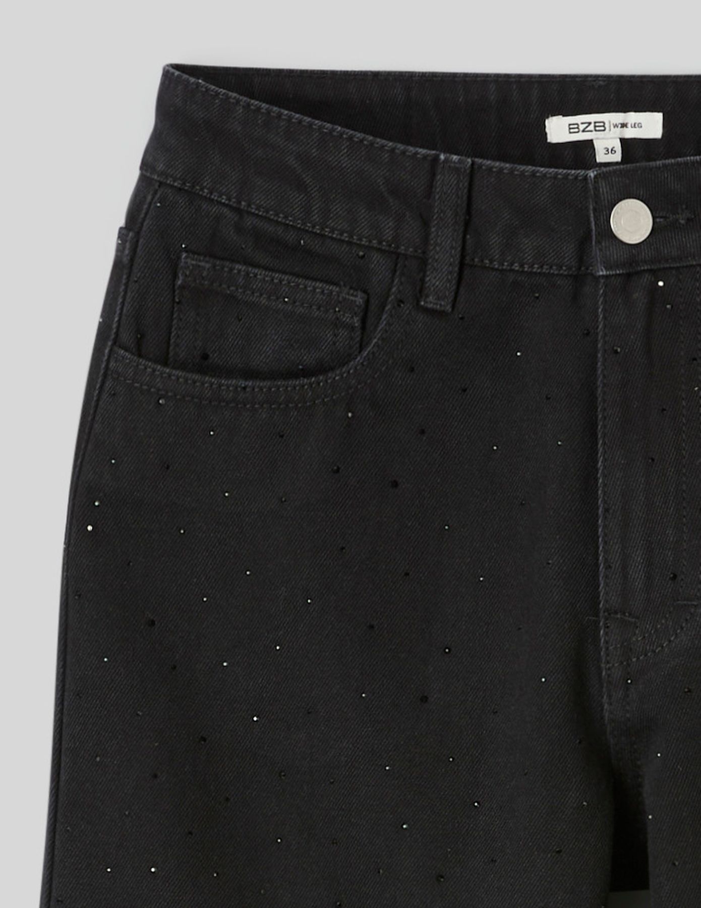 Jean wide leg &agrave; strass