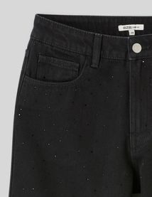 Jean wide leg &agrave; strass