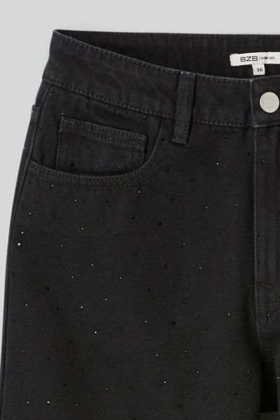 Jean wide leg &agrave; strass