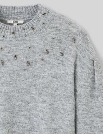 Pull col montant bijoux