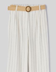 Pantalon fluide rayé en lin