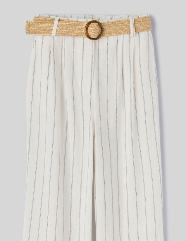 Pantalon fluide rayé en lin